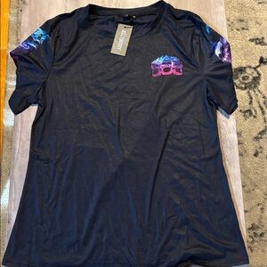 Black Tee with Vibrant Skull Design